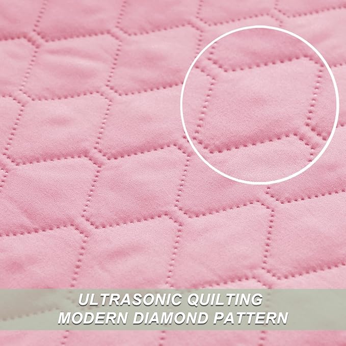 Exclusivo Mezcla Reversible Full Queen Quilt Bedding Set with Pillow Shams, Lightweight Quilts Queen Size, Soft Bedspreads Bed Coverlets for All Seasons - (Bright Pink, 90"x96")