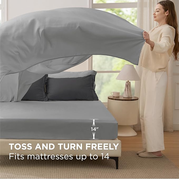 Bedsure Queen Comforter Set - 7 Pieces Dark Grey Queen Bedding Set for All Seasons, Boho Contrasting Design Bed in a Bag with Comforter, Sheets, Pillowcases & Shams