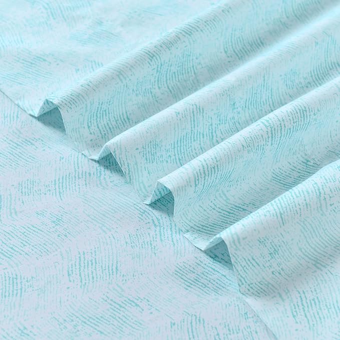 Elegant Comfort Softest and Coziest 6-Piece Sheet Set - 1500 Premium Hotel Quality Microfiber - Deep Pocket, Wrinkle Resistant 6-Piece Wave Pattern Bed Sheet Set, Twin, Wave Aqua