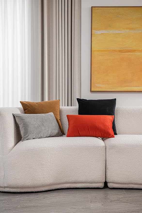 Lumbar Pillow Covers 12x20 Light-Grey: Pack of 2 Cozy Soft Velvet Rectangular Modern Luxury Decorative Throw Pillow Cases for Sofa Couch Living Room Bed Home Decor
