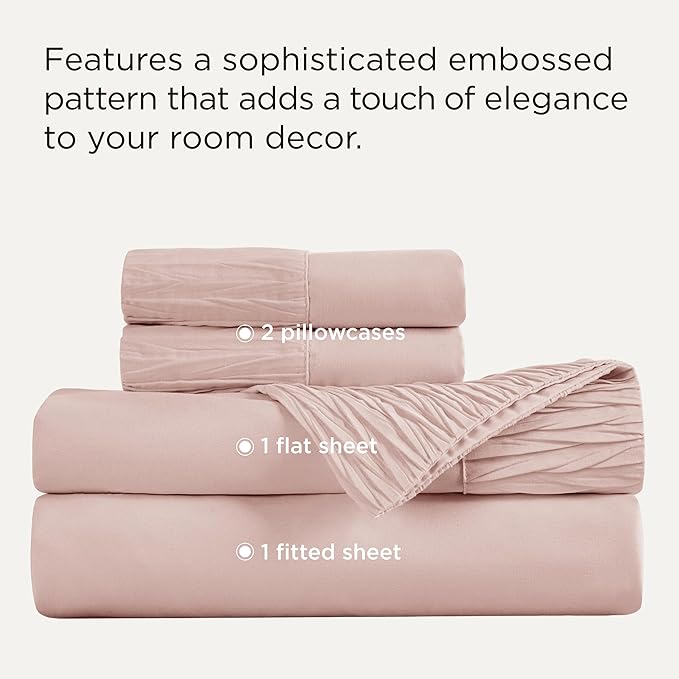 Bedsure King Size Sheets Set - 4 Pieces Soft King Sheets - Breathable & Cooling - Hotel Luxury - Easy Care Polyester Microfiber Bedding for Women, Men, Dusty Pink