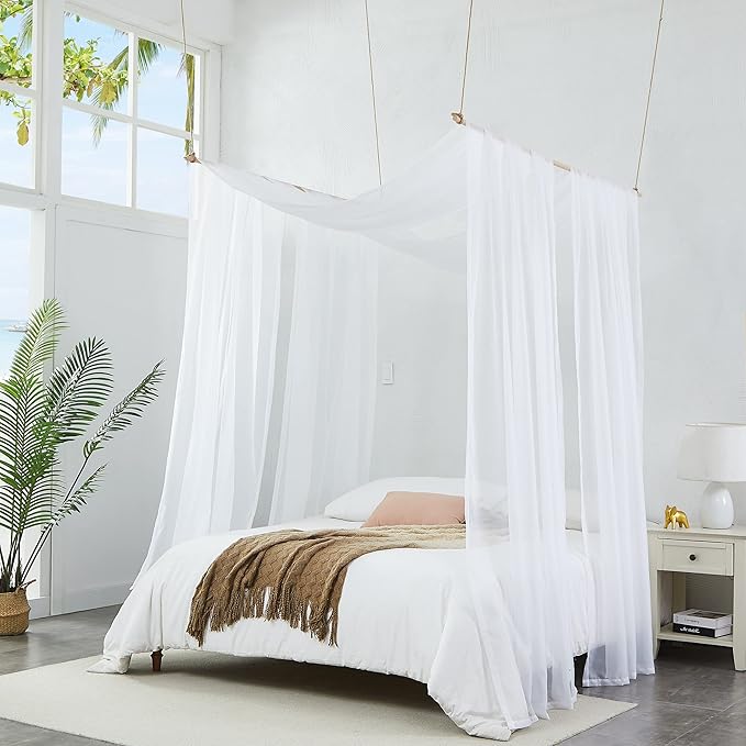 Warm Home Designs White Bed Canopy Curtains in 55 x 540 Inch Size. Our King Canopy Bed Curtains Work Great as Kids Canopy, Bed Scarf, Bed Curtain or to Enhance Bed Decor. BC White 540"