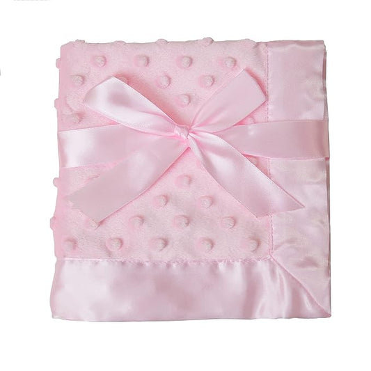 American Baby Company Heavenly Soft Chenille Security Blanket (14" x 14"), 2-Layer Design with Minky Dot & Silky Satin, Pink, for Boys and Girls