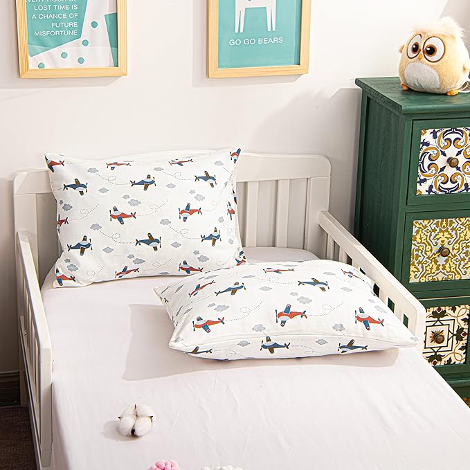 NTBAY Organic Cotton Toddler Pillowcases - Super Soft & Breathable Jersey Cotton Toddler Pillow Cases, 13”x18” Pillow Cases with Envelope Closure, Jet