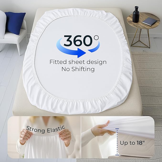 Twin Waterproof Mattress Protector - Noiseless, Breathable, Machine Washable Fitted Mattress Cover with Deep Pockets up to 15”