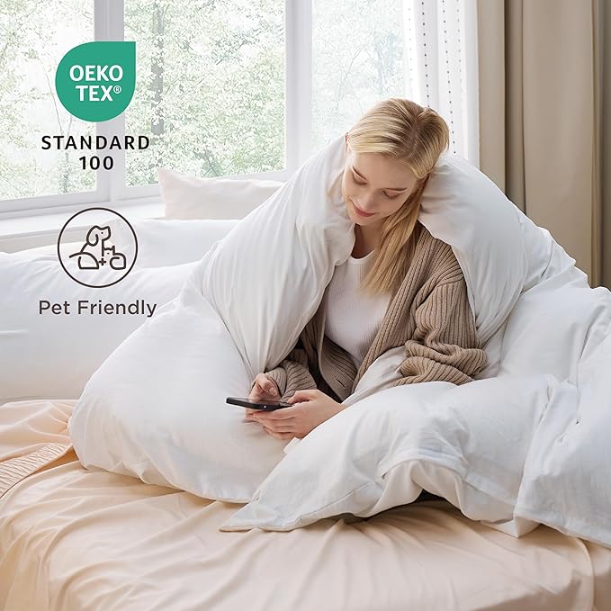 Bedsure Oversized King Duvet Cover Only - Prewashed Cotton-Like Polyester Extra Soft All Season Bedding, Includes 1 Duvet Cover 120x98 Inches with Zipper Closure, White, Comforter Not Included