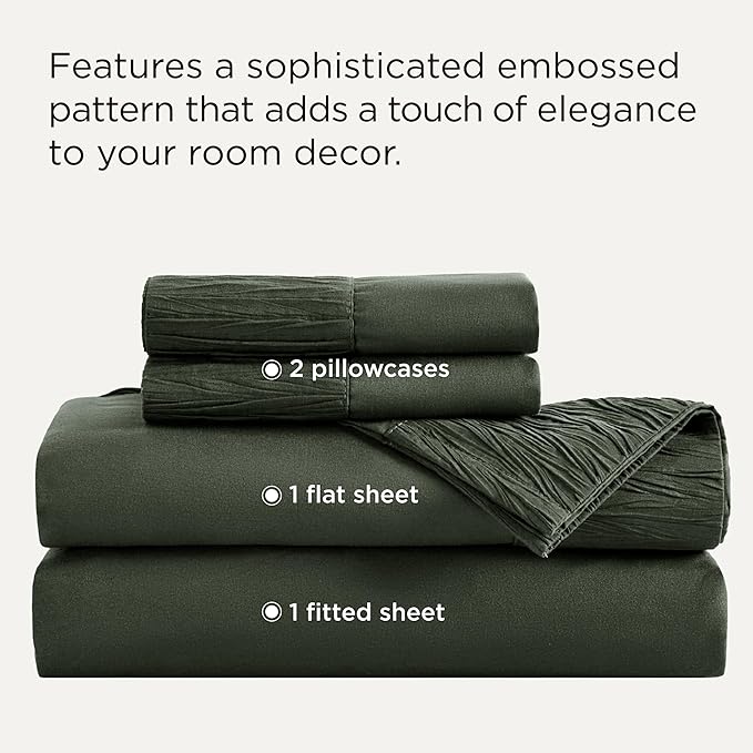 Bedsure King Size Sheets Set - 4 Pieces Soft King Sheets - Breathable & Cooling - Hotel Luxury - Easy Care Polyester Microfiber Bedding for Women, Men, Olive Green