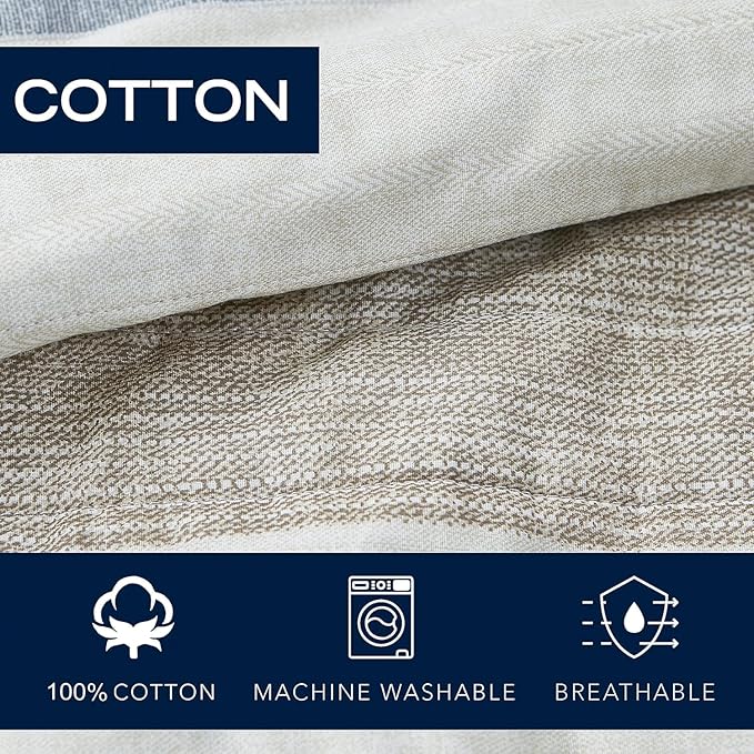Nautica- Queen Quilt Set, Cotton Reversible Bedding Set, All Season Designer Home Décor (Ridgeport Beige, Queen)