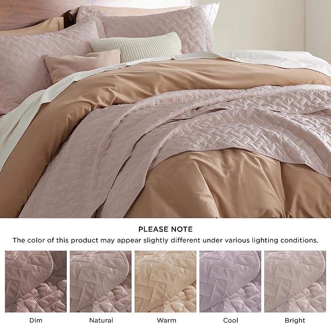 Bedsure Quilts Queen Size - Lightweight Bedspreads Queen Size with Basket Weave Pattern, Soft Quilt Bedding, Dusty Rose Comforter Coverlet for All Seasons (90" x 96")