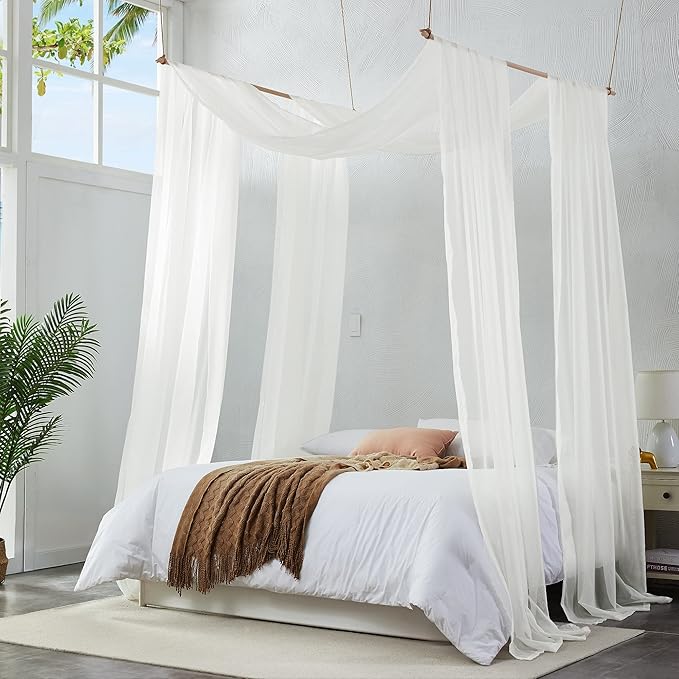 Warm Home Designs Light Beige Bed Canopy Curtains in 55 x 360 Inch Size. Our King Canopy Bed Curtains Work Great as Kids Canopy, Bed Scarf, Bed Curtain or to Enhance Bed Decor. BC Beige 360"