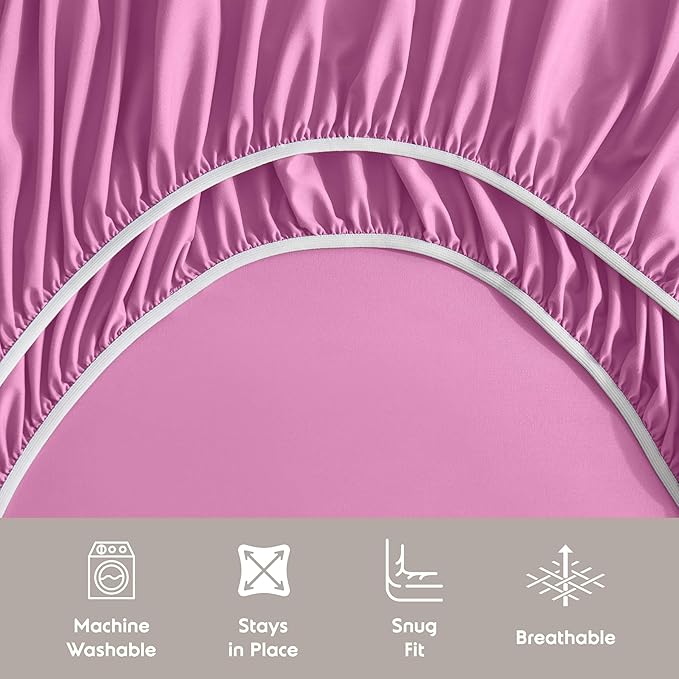 Nestl Full XL Sheet Set - Luxury 1800 Ultra-Soft Microfiber Full Extra Long Bed Sheets - Double Brushed - Deep Pockets - Easy Fit - 4 Piece Set - Bedding Sheets & Pillowcases (Full XL, Light Pink)