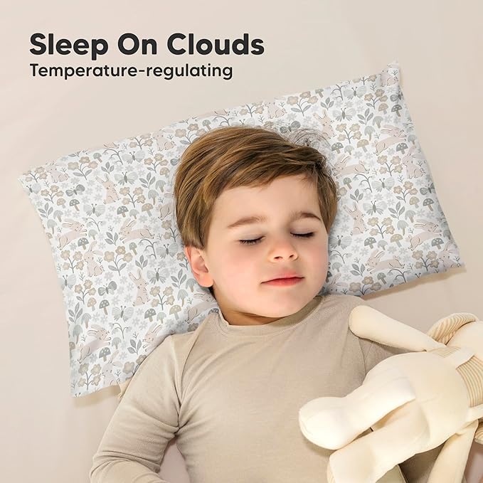 KeaBabies Toddler Pillow with Pillowcase - 13x18 My Little Cuddly Kids Travel Pillows for Sleeping, Nap, Viscose from Bamboo Nursery Pillowcase, Soft & Breathable, Toddler 2-5 Years Old (Prairie)