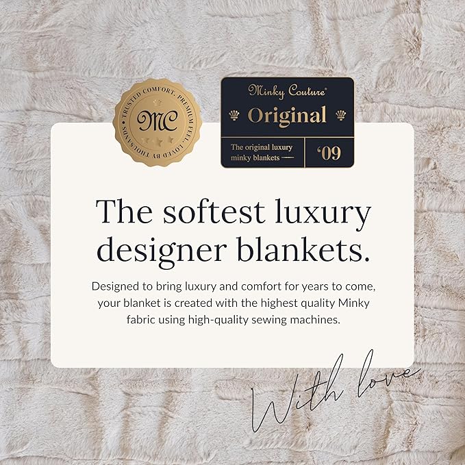 Minky Couture Sorbet Blanket - Ultra-Soft Throw for Silky Smooth Comfort - Premium Decorative Throw - Midweight, Breathable Fabric - Machine Washable Grande, Almond Croissant