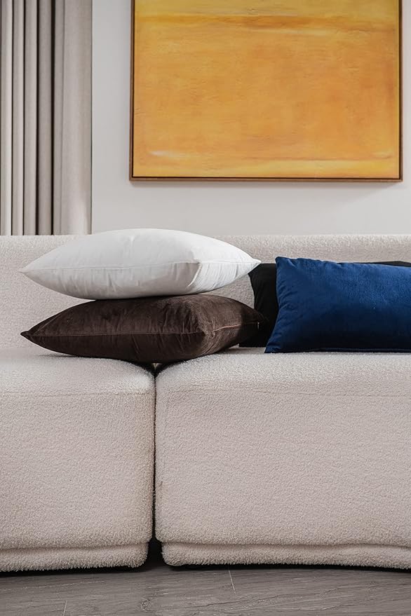 Lumbar Pillow Covers 12x20 Navy Blue: Pack of 2 Cozy Soft Velvet Rectangular Modern Luxury Decorative Throw Pillow Cases for Sofa Couch Living Room Bed Home Decor
