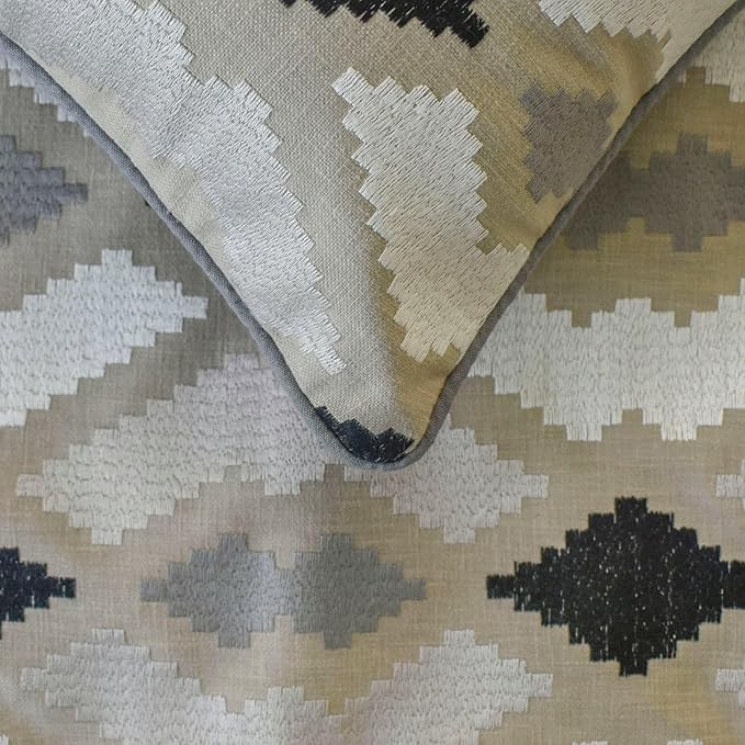 The HomeCentric King/Queen/Twin Beige Decorative Bed Runner Twin 53"x18" Bed Runner with One Pillow Cover, Embroidery,Aztec Bed Scarf on Linen Fabric - Thread Tale
