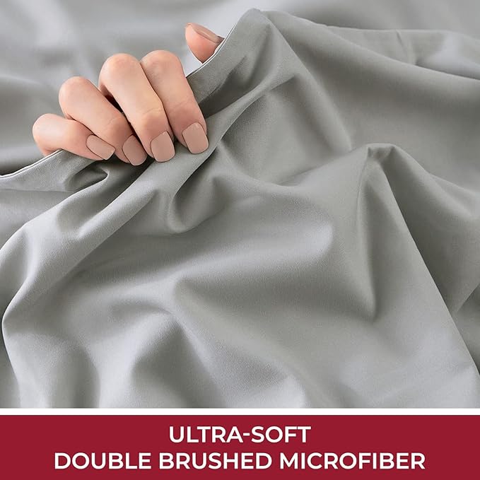 Mellanni Queen Fitted Sheet - Iconic Collection Bedding Sheets with up to 16 inch Deep Pocket - Soft & Cooling - Fade & Stain Resistant - 1 PC (Queen, Light Gray)
