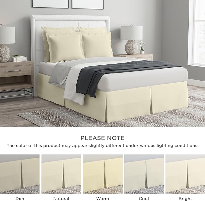 Bed Maker’s Never Lift Your Mattress Wrap Around Bed Skirt, Classic Style, Low Maintenance Wrinkle Resistant Fabric, Traditional 14 Inch Drop Length, Cream, Queen