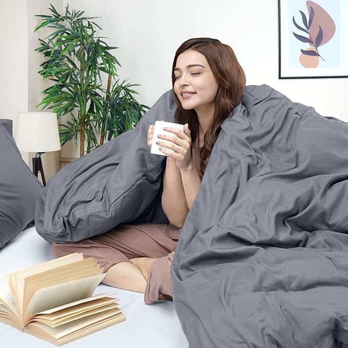 Utopia Bedding Duvet Cover Twin Size - 2 Piece with Zipper Closure - 1 Comforter Cover 68X90 Inches & 1 Pillow Sham 20X26 Inches (Pack of 10, Grey) Comforter Not Included