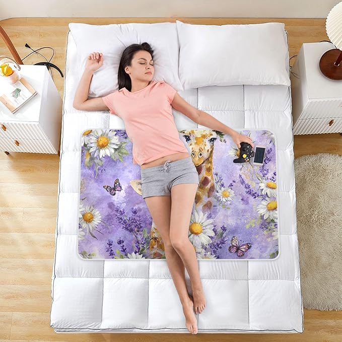 Waterproof Bed Pad Reusable Changing Pad Toddler Mattress Protector Large Pee Pad Baby Diaper Pad Soft Washable Liner Watercolor Giraffe Daisy Purple