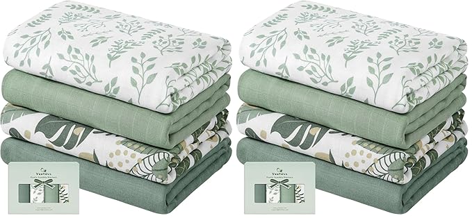 Yoofoss Muslin Swaddle Blankets, Organic Baby Blankets, 47 x 47 Inches Receiving Blanket for Baby Boys and Girls, Baby Essentials for Newborns Soft Breathable (Pack of 2)
