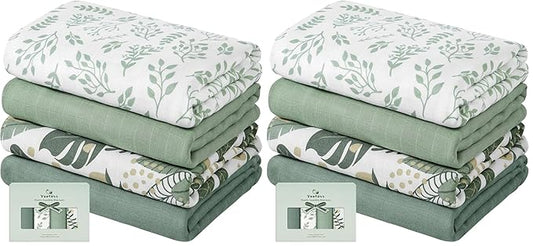 Yoofoss Muslin Swaddle Blankets, Organic Baby Blankets, 47 x 47 Inches Receiving Blanket for Baby Boys and Girls, Baby Essentials for Newborns Soft Breathable (Pack of 2)