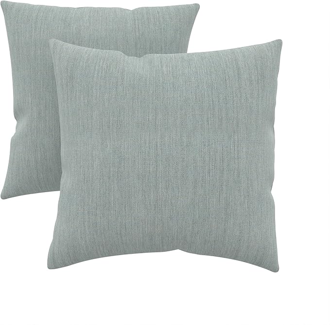 Covers & All Sunbrella Outdoor Throw Pillows, Pack of 2 Water Resistant & UV Fade Resistant Premium Square Throw Pillows (Inserts with Covers) for Indoor & Outdoor Use,18" x 18" Cast Mist