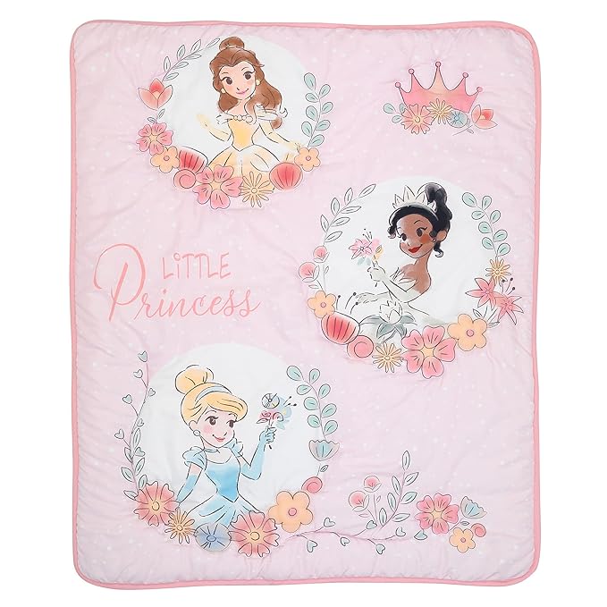 Lambs & Ivy (LAMCR) Disney Princesses Nursery Baby Crib Bedding Set, Pink, 3 Count