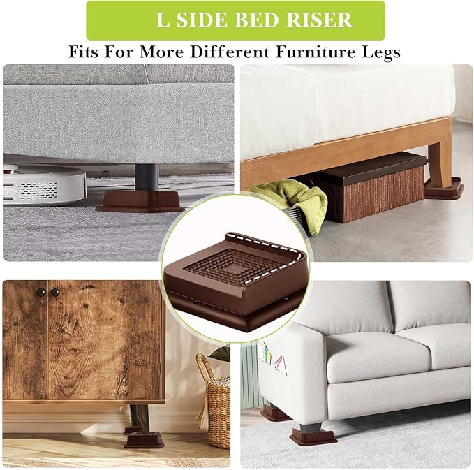 Bed Risers 1 inch, 2 inch, 3 inch, 4 inch, 6 inch, 8 inch Heavy Duty, Oversized Furniture Riser for Couch Sofa Table Chair Leg Frame Dorm, Support up to 6000 Lbs (Chocolat Brown 6 Pack, 1 inch)