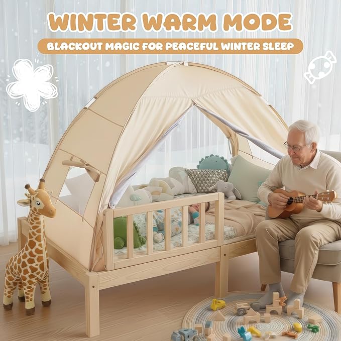 LEEDOR® Bed Tent Dream Tents Bed Canopy Shelter Cabin Indoor Privacy Warm Breathable Pop Up Twin/Full/Queen for Kids and Adult Patent Pending(Mattress Not Included)
