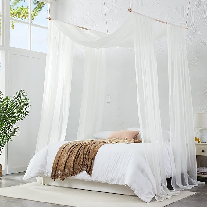 Warm Home Designs Beige Bed Canopy Curtains in 55 x 216 Inch Size. Our Queen Canopy Bed Curtains Work Great as Kids Canopy, Bed Scarf, Bed Curtain or to Enhance Bed Decor. BC Beige 216"