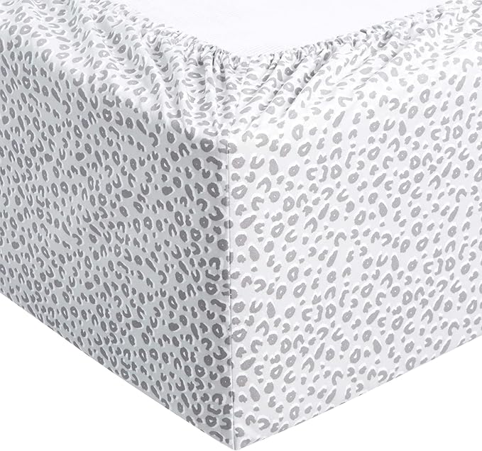 Amazon Basics Lightweight Breathable Super Soft Microfiber 4-Piece Bed Sheet Set,Wrinkle Resistant with 14-inch Deep Pockets,Queen,Gray Cheetah,Printed,(Pack of 4)