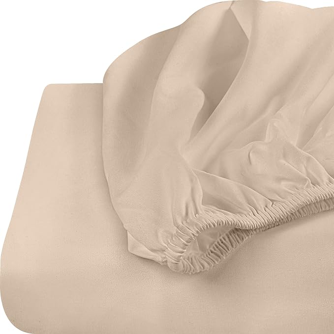 Utopia Bedding Queen Fitted Sheets - Bulk Pack of 2 Bottom Sheets - Soft Brushed Microfiber - Deep Pockets - Shrinkage & Fade Resistant - Easy Care (Queen, Beige)