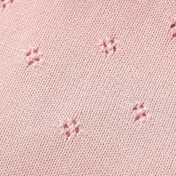 mimixiong Cotton Baby Blanket Knitted Crochet Receiving Crib Nursery Swaddling Blankets for Newborn Baby Boy Girl Pastel Pink 30x40 Inch (Pack of 1)…