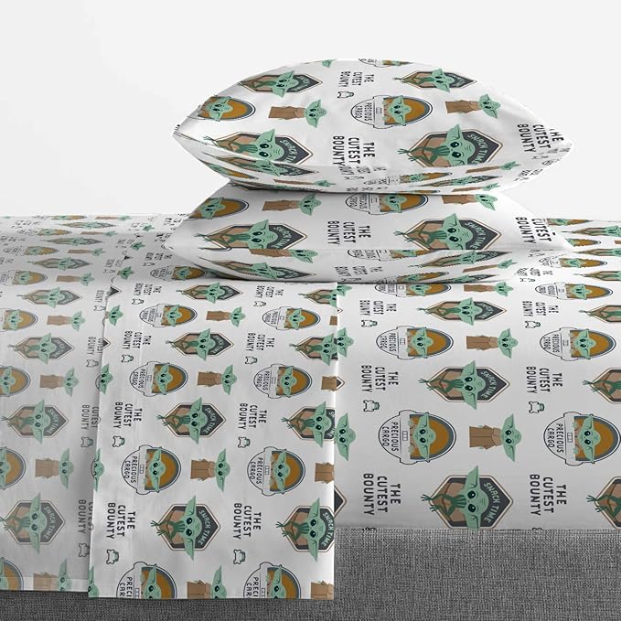 Jay Franco Star Wars The Mandalorian The Child 5 Piece Full Bed Set - Includes Reversible Comforter & Sheet Set - Bedding Features Baby Yoda - Super Soft Fade Resistant Microfiber