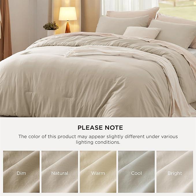 Bedsure King Comforter Set, Sand Soft Prewashed Bedding for All Seasons, 3 Pieces GentleSoft™ Bed Set, 1 Lightweight Comforter (104"x90") and 2 Pillowcases (20"x36")