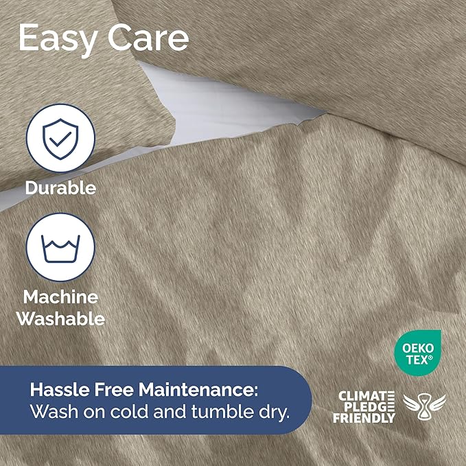 Duvet Cover King Size - Extra Soft King Size Duvet Cover - Lightweight, Breathable, Easy Care & Fade Free w/ Zipper Closures & Ties - 104" x 90" Inches - (Heathered Beige) Comforter Not Included
