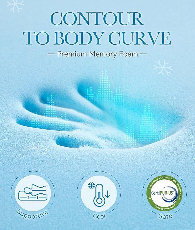 BDEUS Waterproof Dual Layer 4 Inch Memory Foam Mattress Topper King Size, 2 Inch Gel Memory Foam Plus 2 Inch Down Alternative Quilted Pillow Top Mattress Pad Cover for Kids, Pets