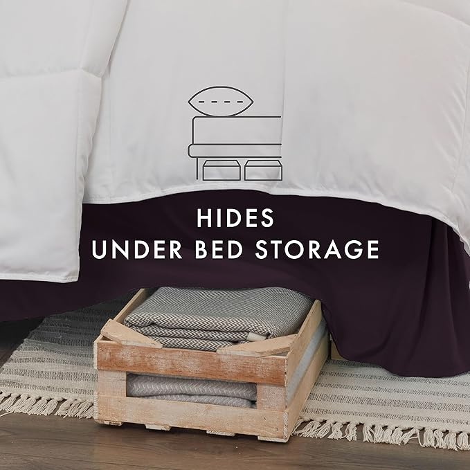 Linen Market Bed Skirt - Ultra Soft Microfiber - Easy Fit with 14 Inch Tailored Drop - Hotel Quality, Shrinkage & Fade Resistant - Bed Cover - Full Size Bed Skirts - Bedroom Décor - (Full, Purple)