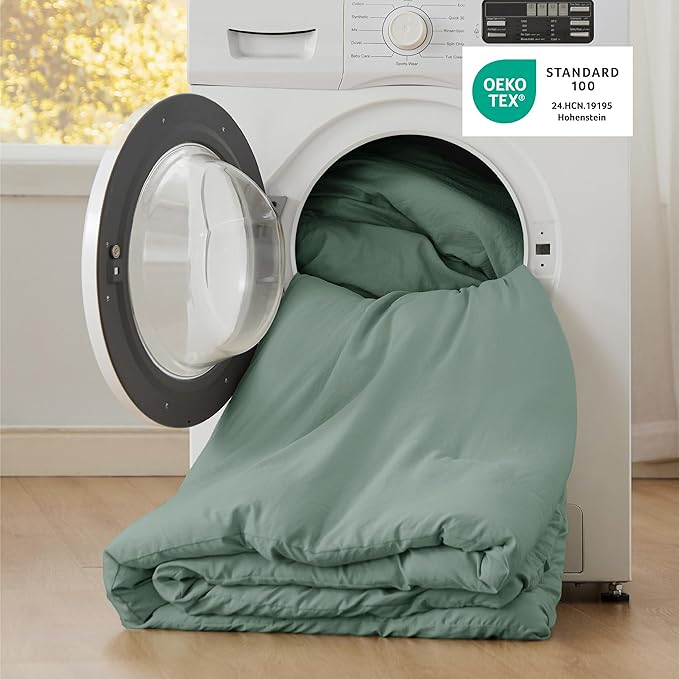 Bedsure California King Comforter Set, Sage Green Soft Prewashed Bedding for All Seasons, 3 Pieces GentleSoft™ Bed Set, 1 Lightweight Comforter (104"x96") and 2 Pillowcases (20"x36")