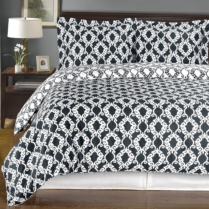 Royal Hotel Bedding Navy and White Sierri 3 Piece Twin/Twin XL Comforter Set 100% Cotton 300 Thread Count