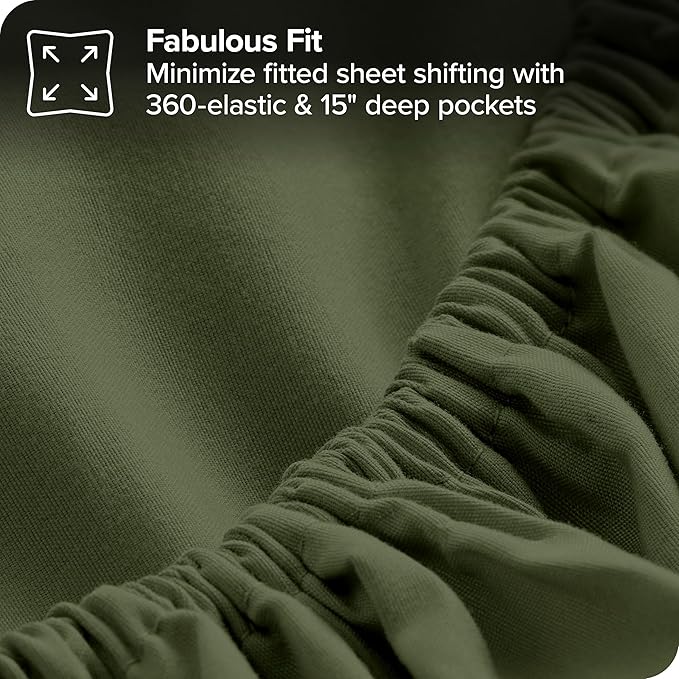 Bare Home Bed-in-A-Bag 7 Piece Comforter & Sheet Set - Full - Goose Down Alternative - Ultra-Soft 1800 Premium - Bedding Set (Full, Cypress/Cypress)