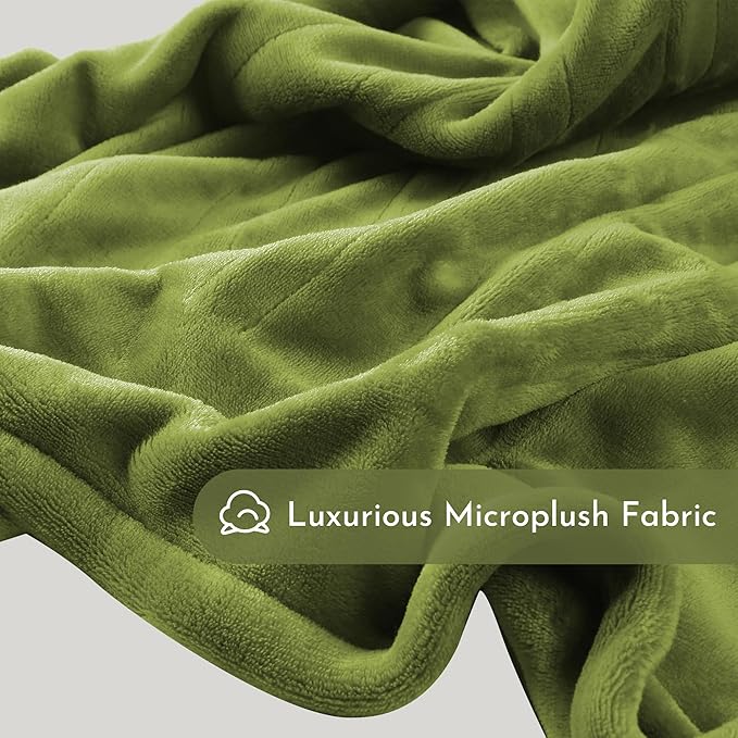 Electric Heated Blanket 72"x84" Full Size Flannel Heated Blanket, Cozy & Warm for All Night, 5 Heat Settings & 10 Hours Auto Off, Machine Washable, Light Grass Green