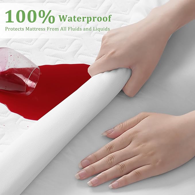 Premium 100% Waterproof Full Size Mattress Protector, Cooling 4D Air Fabric Breathable Mattress Pad Cover, Fit 8-21"Extra Deep Pocket Mattress Topper Cover, Noiseless Vinyl Free(Beehive,Full 54"x75")