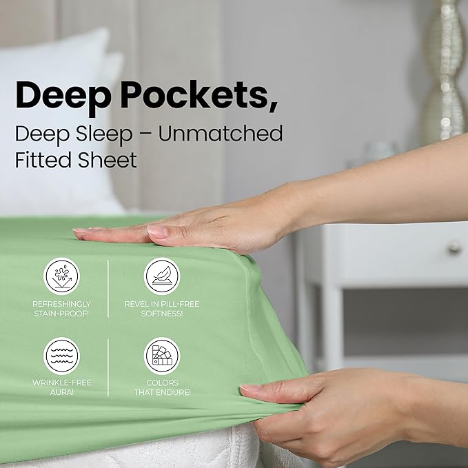 Utopia Bedding Queen Fitted Sheet - Bottom Sheet - Deep Pocket - Soft Microfiber - Shrinkage and Fade Resistant - Easy Care -1 Fitted Sheet Only (Sage Green)