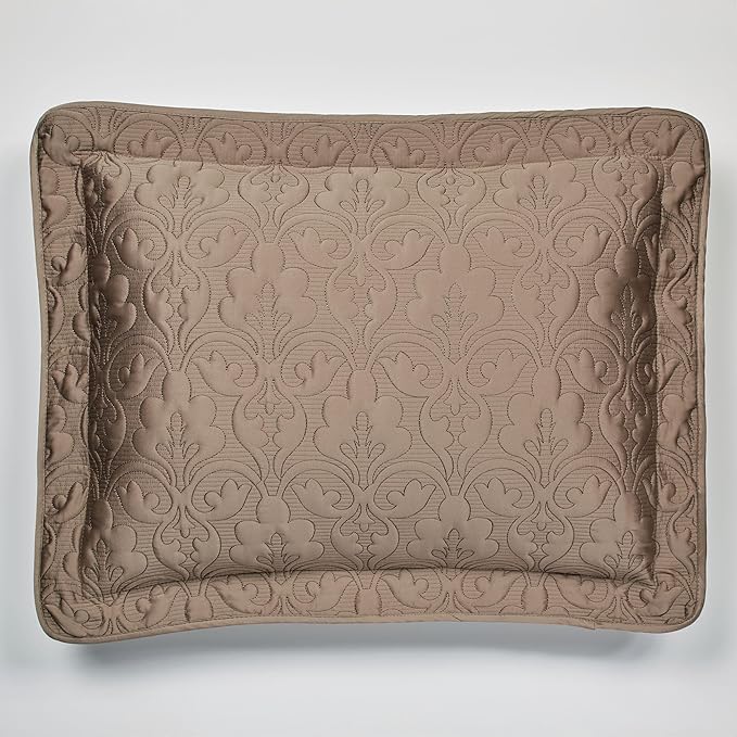 Cambridge Classic Luxury Bedding | Neutral Mink-Hued Solid Color Polyester Satin | Elaborate Damask Quilting | Fitted, Oversized 24 Inch Drop | 3 Pc Bed Set Includes Queen Bedspread & 2 Standard Shams