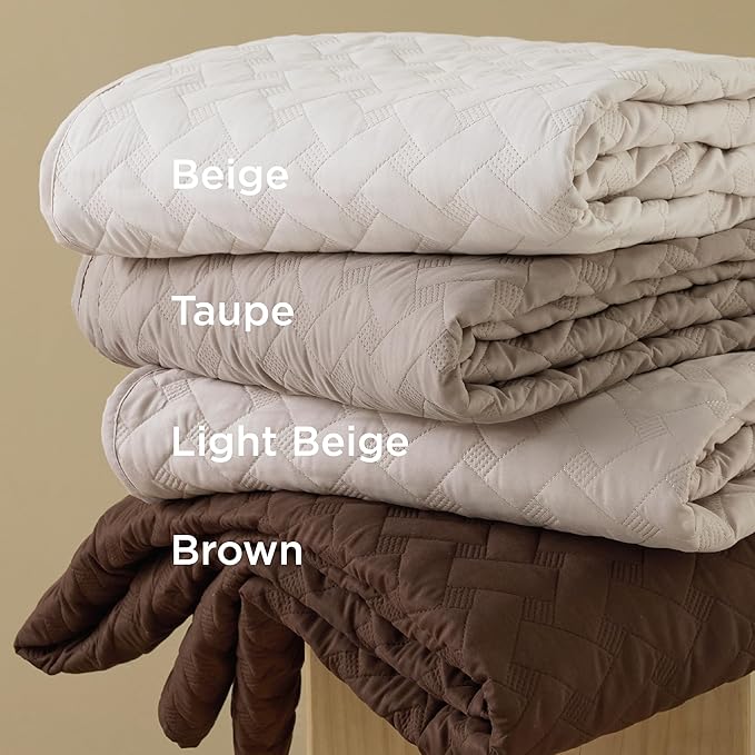 Bedsure Quilts Twin Size - Lightweight Bedspreads Twin Size with Basket Weave Pattern, Soft Quilt Bedding, Light Beige Comforter Coverlet for All Seasons (68" x 86")
