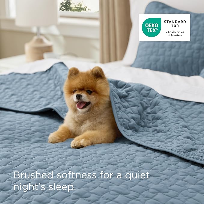 Bedsure Quilts King Size - Lightweight Bedspreads King Size with Lucky Star Quilting, Soft Quilt Bedding Set, Dusty Blue Comforter Set Coverlet for All Seasons with 2 Pillow Shams (106" x 96")