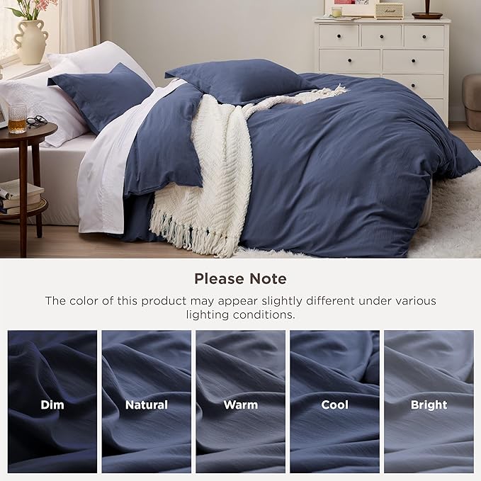 Bedsure Navy Oversized King Duvet Cover - 3 Pieces Prewashed Cotton-Like Polyester Extra Soft Bedding Set, Includes 1 Duvet Cover 120x98 Inches with Zipper Closure & 2 Pillow Shams, No Comforter