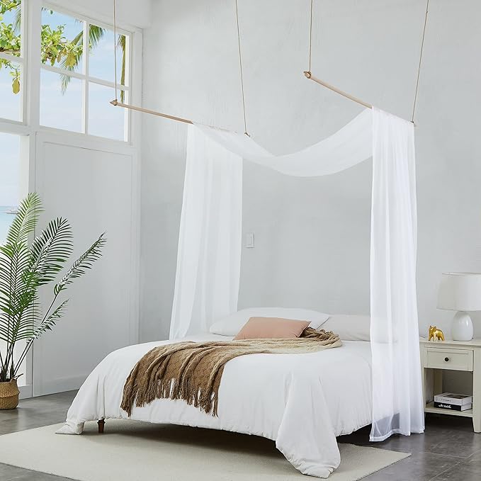 Warm Home Designs White Bed Canopy Curtains in 55 x 540 Inch Size. Our King Canopy Bed Curtains Work Great as Kids Canopy, Bed Scarf, Bed Curtain or to Enhance Bed Decor. BC White 540"