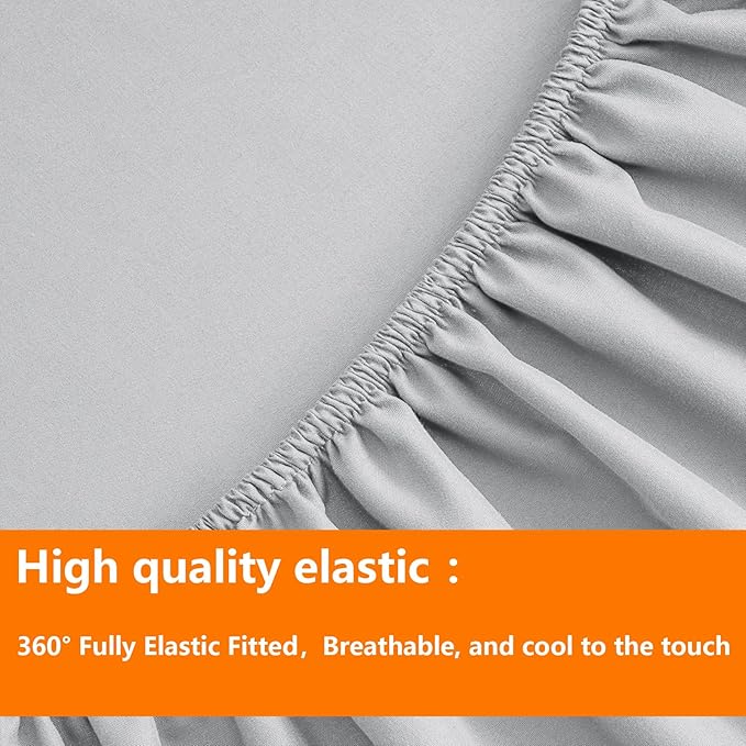 TAIMIT Light Grey King Comforter Set - 7 Pieces, Bed in a Bag Bedding Sets with All Season Soft Quilted Warm Fluffy Comforter,Flat Sheet,Fitted Sheet,2 Pillow Shams,2 Pillowcases,Light Gray